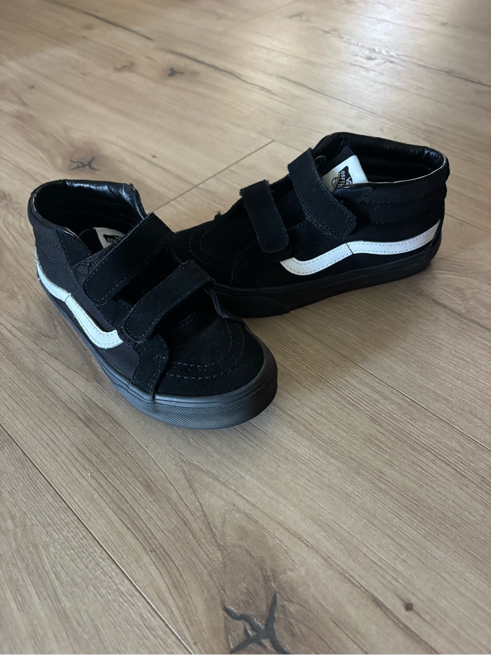 Vans Kids Black and White Velcro Skate Sneakers